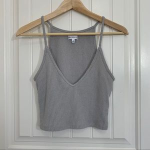 Aritzia Community Cognate Ribbed Crop Top Grey M